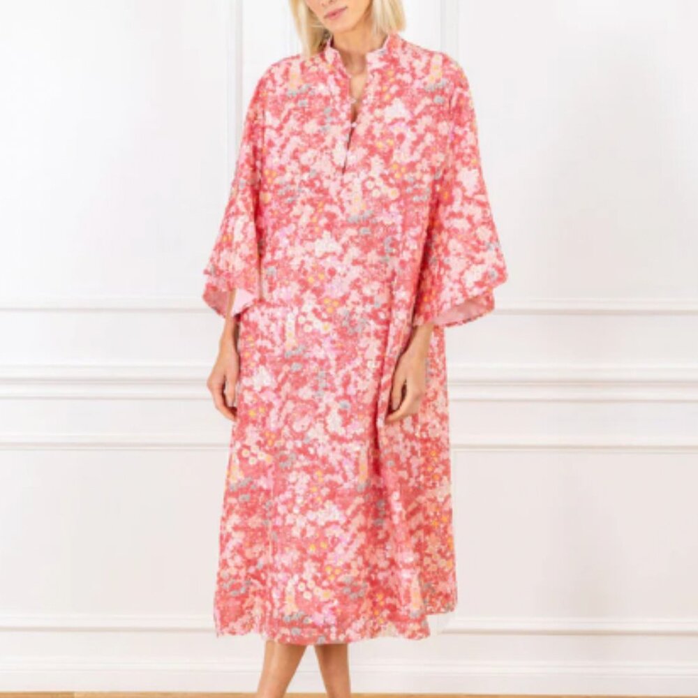 *NWT - NEVER WORN* La Vie Style House Strawberry Sequin Maxi Caftan